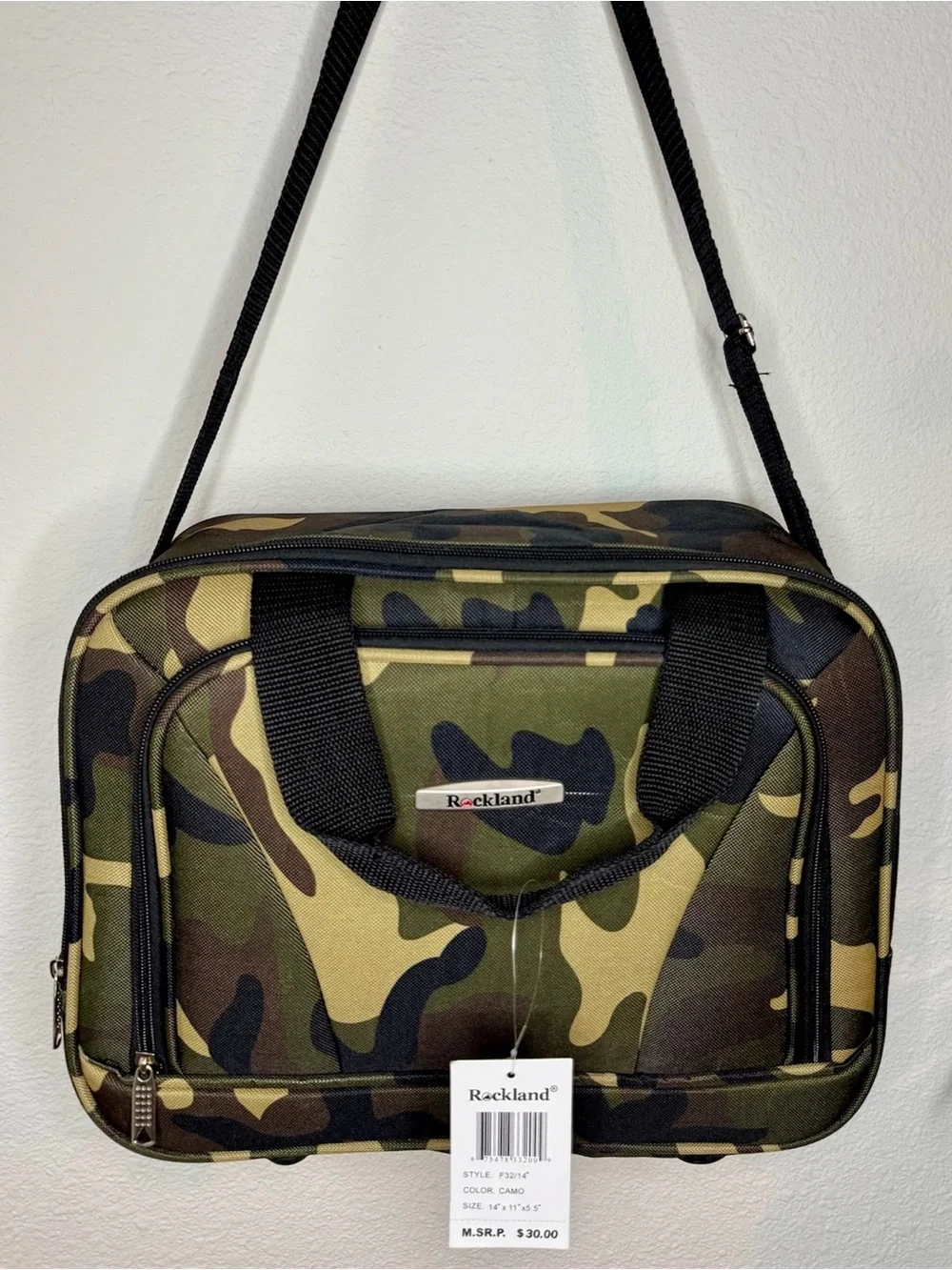 Rockland Camo Messenger Bag NWT Adjustable Shoulder Strap Travel Laptop Bag